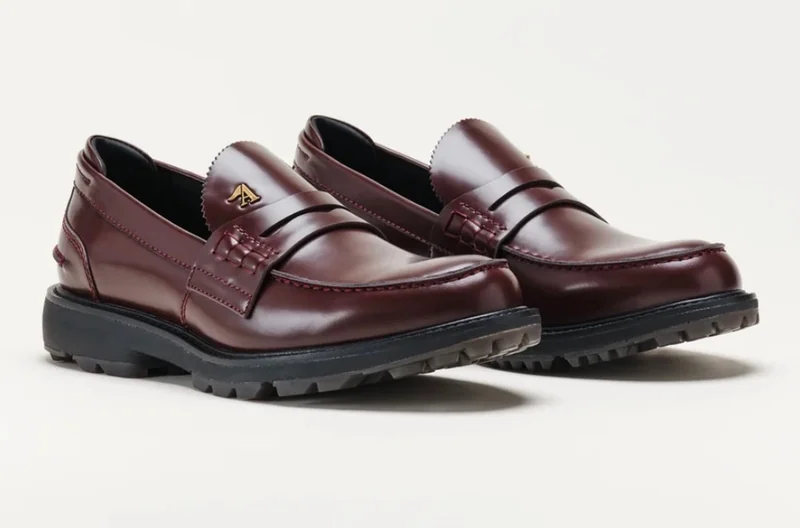 Aberdeen West Ghost Loafer in oxblood leather, gold hardware, lugged sole