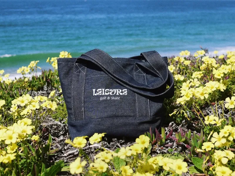 Raw denim Leisure tote by the water